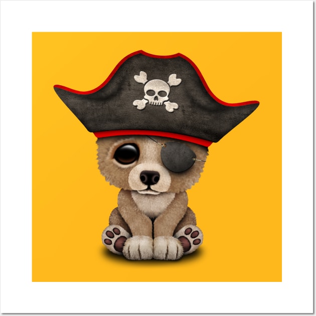 Cute Baby Brown Bear Cub Pirate Wall Art by jeffbartels